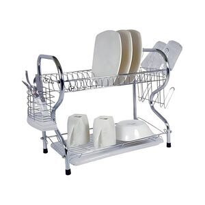 Better Chef 22-Inch 2-Tier Chrome Dish Rack, Grey